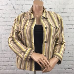 CHICO’S Kaitu Tanya Striped Jean Jacket sz 3/XL